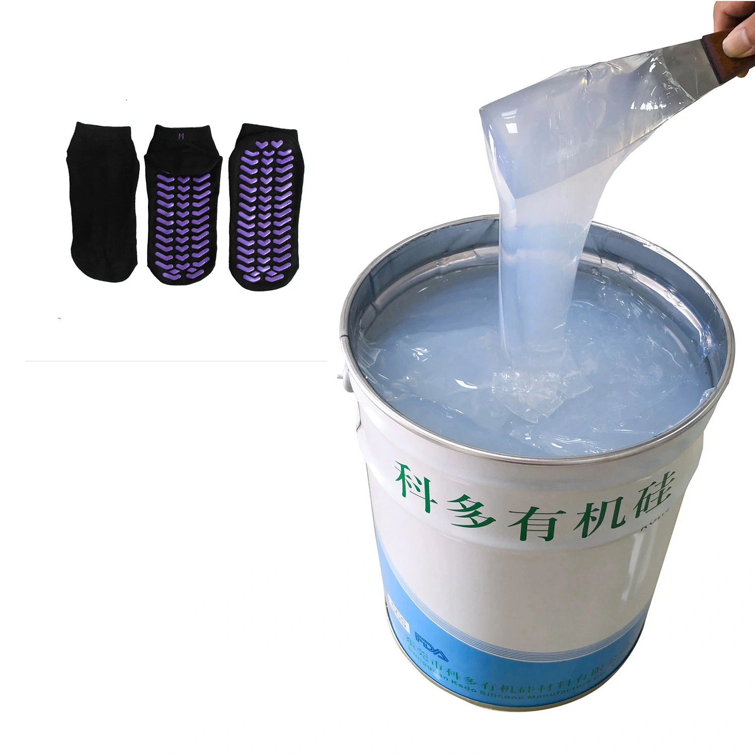 Chaussettes de haute qualité sérigraphiée revêtement antidérapant organiques liquides produits à base de silicone