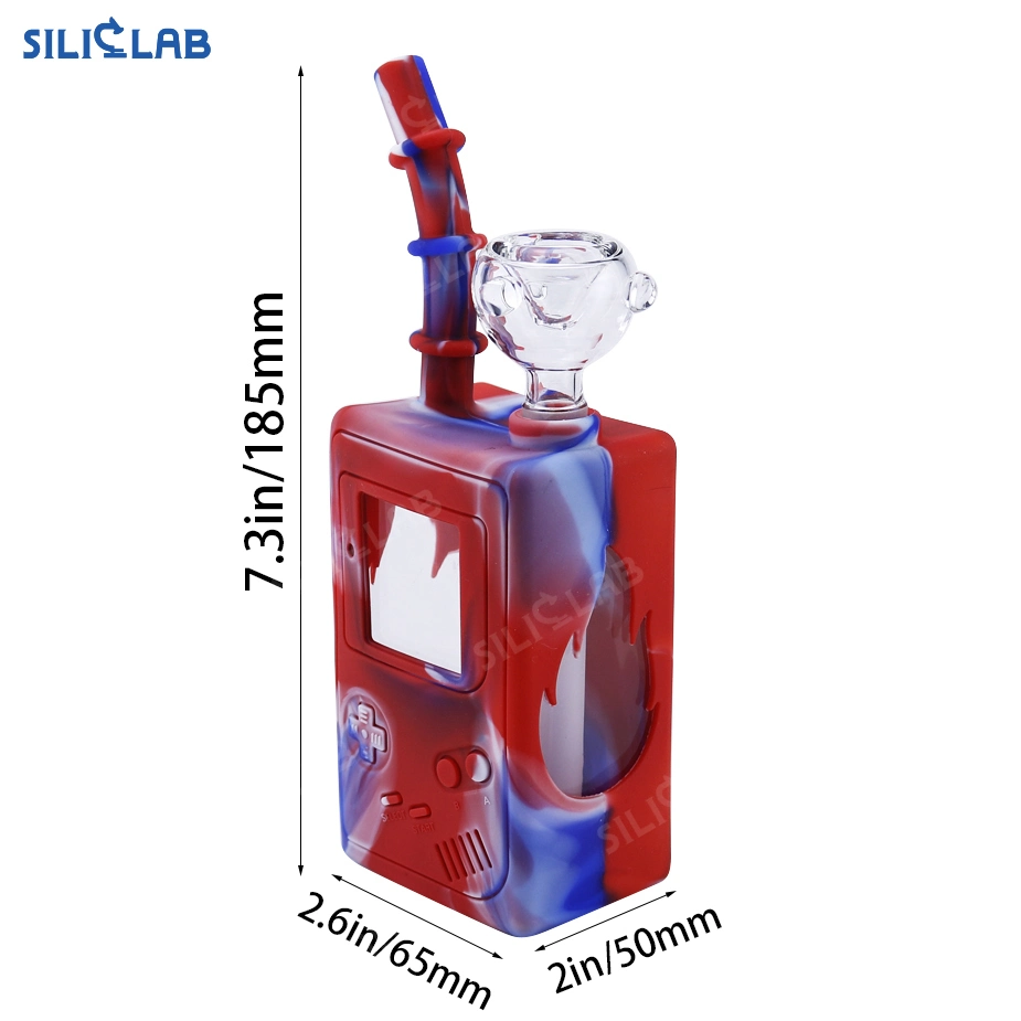 Juice Box Design Oil Burner Silicone Covered Glass Water Pipe Smoking DAB Rigs