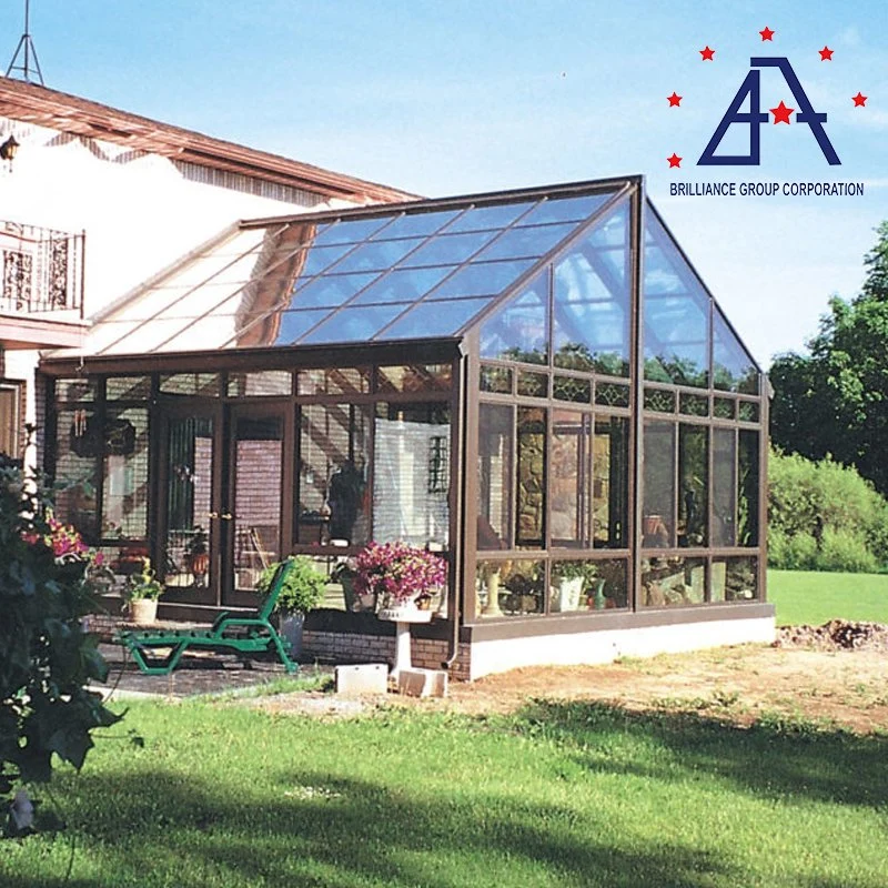 El solarium de aluminio estilo fijo Conservatorio de Jardín de Invierno Habitación casa prefabricada de efecto invernadero de cristal del techo del Sistema Modular de Solarium