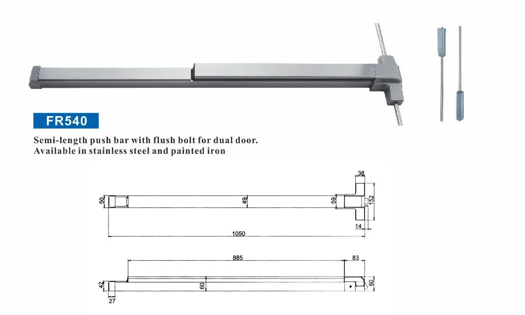 UL Listed ANSI SS304 Door Hardware Push Bar Fire Exit Device Fire Rateed Vertical Commercial Door Panic Exit Devices