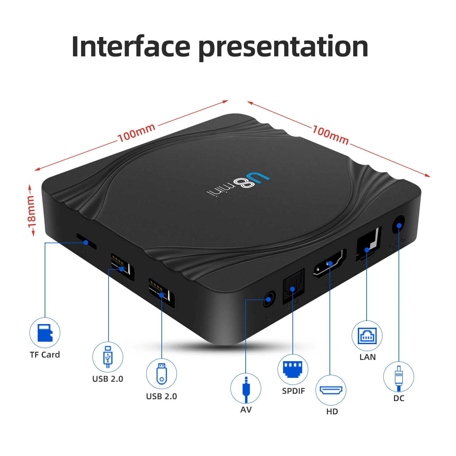 Außergewöhnliche Form U8mini Android 9,1 4K BT HDMI Smart TV Box Android