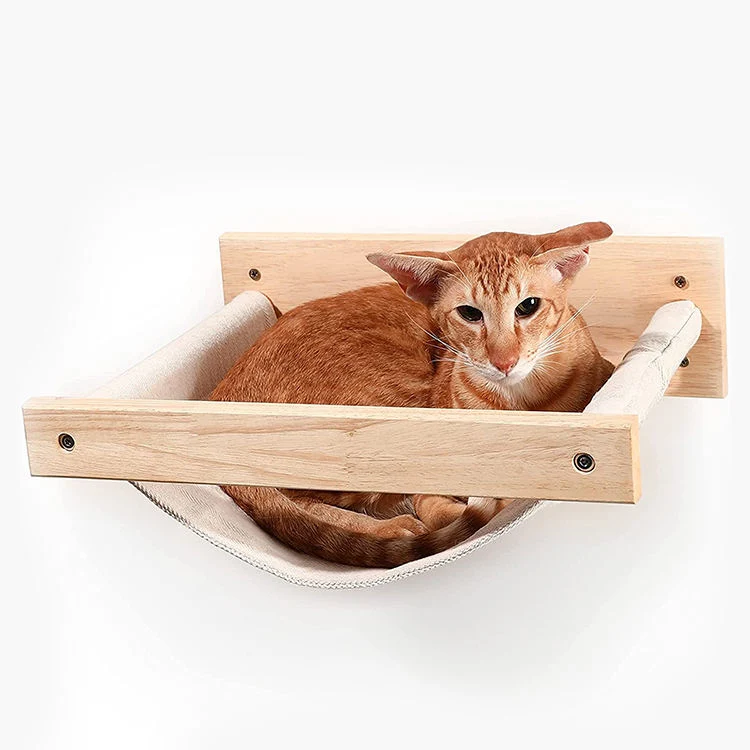 Eco-Friendly Cat Soft Mat Cat Shelf Modern Wall Mounted Furniture Bed Wooden Cat Wall Shelves with Hammock