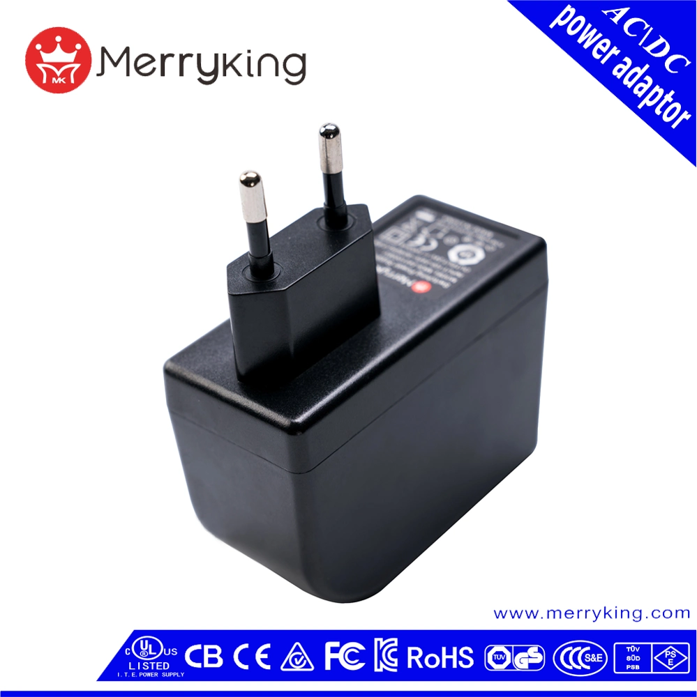 EU Plug 24V 1A AC DC Power Adaptor with Ce RoHS GS BS Certifications