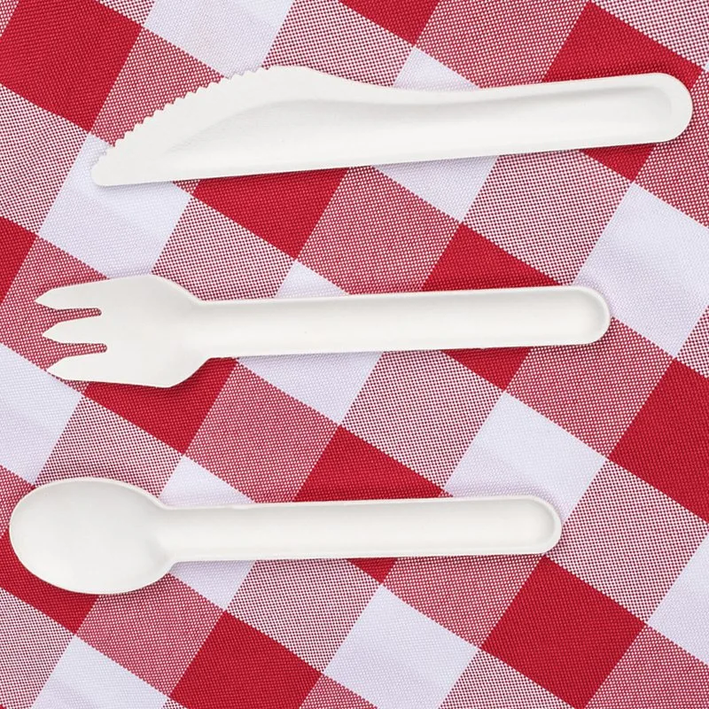 Eco-Friendly Disposable Bagasse Sugarcane Knife Fork Spoon Biodegradable Cutlery Kit