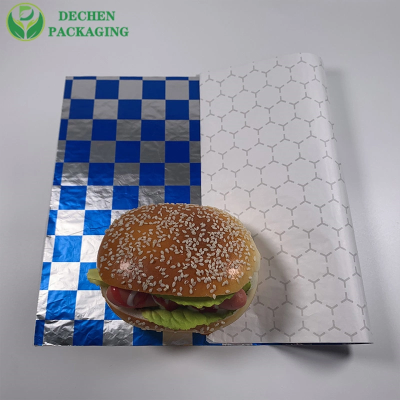 Panal de aluminio para hamburguesas Envoltura Alimentos Aluminium Insulated Sandwich Wrap Sheets Papel de hamburguesa