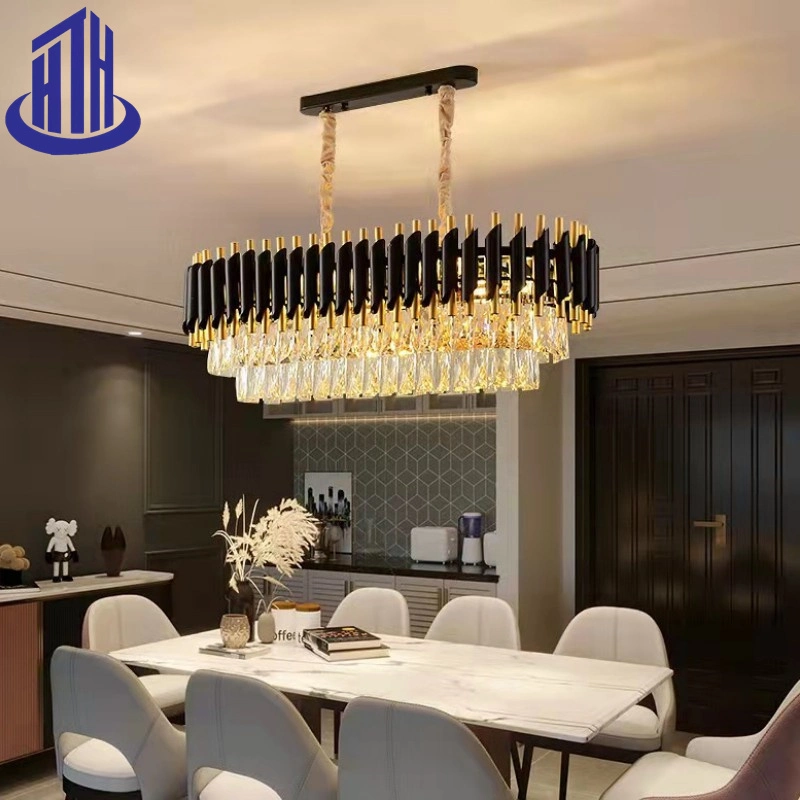 Light Luxury Matte Black Cut Crystal Simple Modern Light Chandelier (D066)