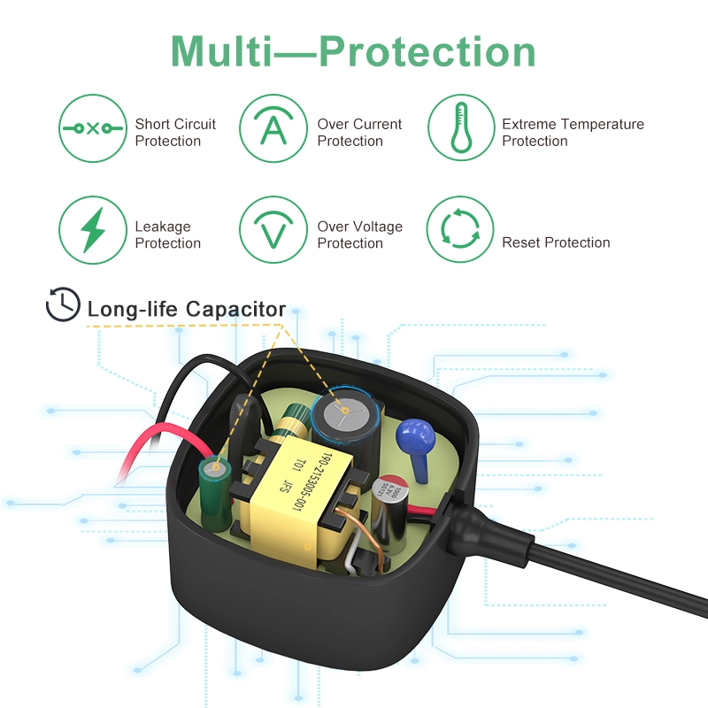 GS UL أوروبي 9V 1A13.5 فولت 1A18V 0.5A4.2V 3A6V 0.5A9V 1.5A14V 0.5A18V 0.8A5V 0.5A قابس شمعة العرض Merryking كرتونة Pure PC محول تيار متردد/تيار مستمر للمواد المقاومة للحريق