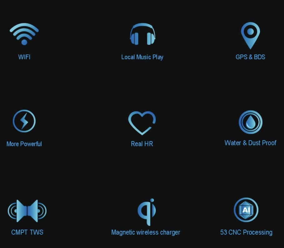 ساعة ذكية تدعم الواي فاي Wms IEEE802.11 بلوتوث GPS الموسيقى