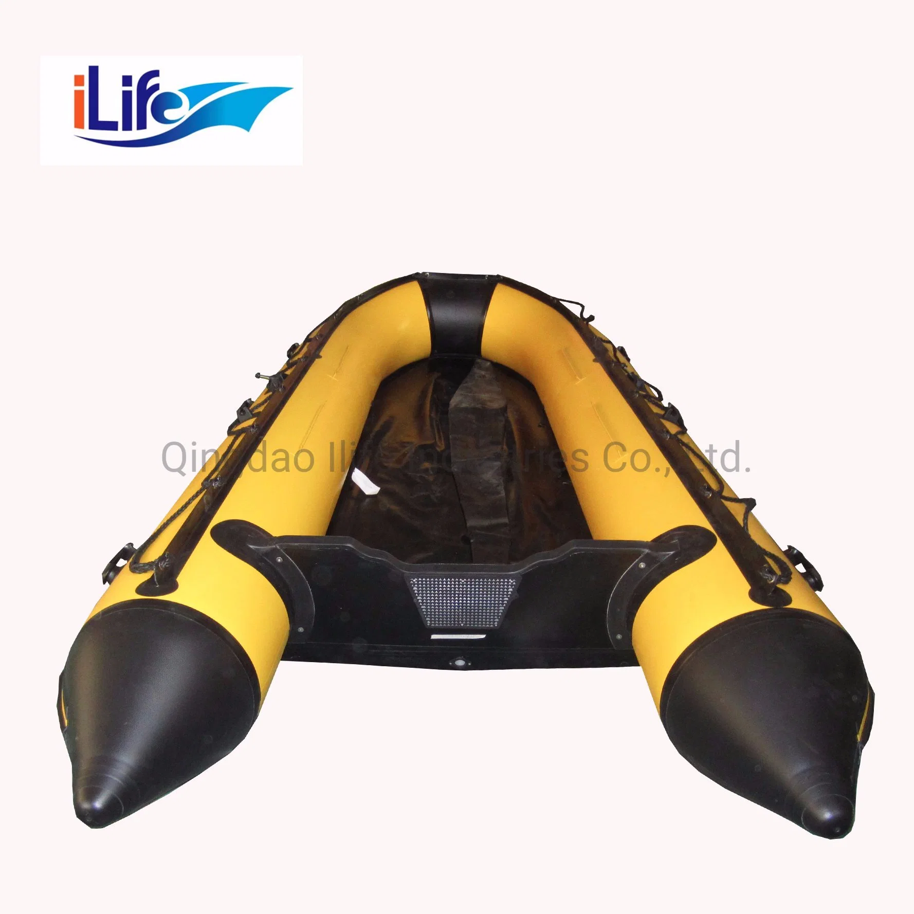 Ilife 4.7m Yellow Offshore PVC/Hypalon Inflatable Rescue Fishing Rubber Boat with Aluminum/Drop Stitch Air/Plywood Floor