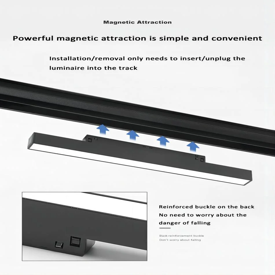 18W sistema de iluminación magnética LED de rejilla de foco lineal montado en superficie Luz de traza