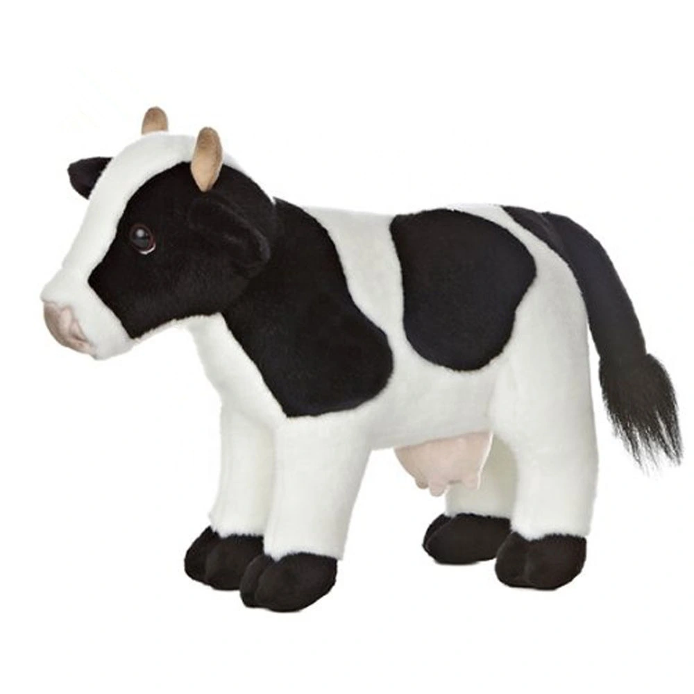 Black Cow Standing Plush Stuffed White & Black