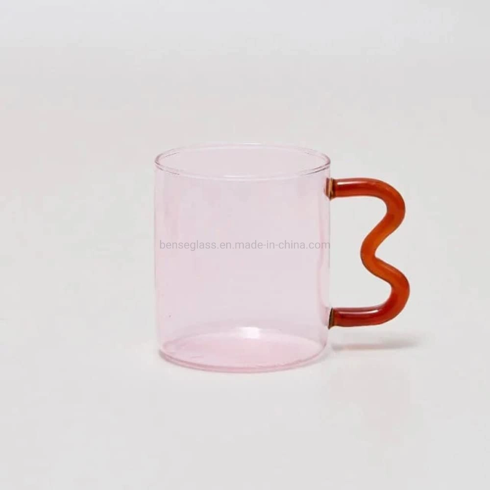 Glass Coffee Mugs - Set of Four - Mug Set - Amber Glassware - Cocktail Glasses - Water Glasses - Glassware Sets Pink