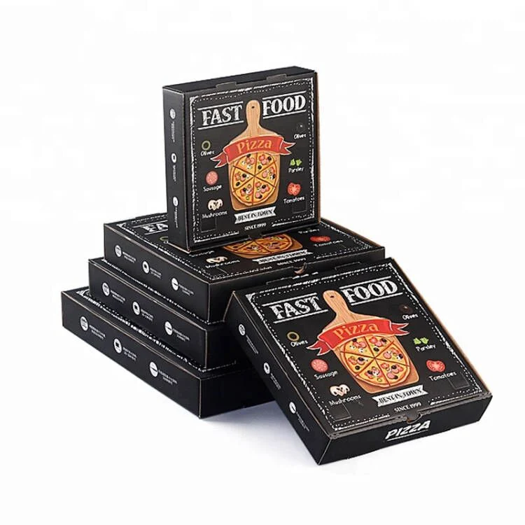 Isolierte Pizza Boxen Paket Karton Lieferant Custom Design Gedruckte Verpackung Bulk Günstige Pizza Boxen mit Logo Großhandel/Lieferant