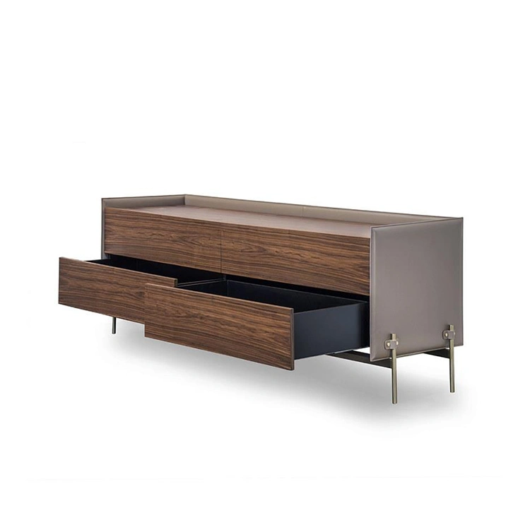 Mobiliário de design luxuoso Villa Sideboard Sideboard Nogueira capa dura Armário lateral do gabinete de TV