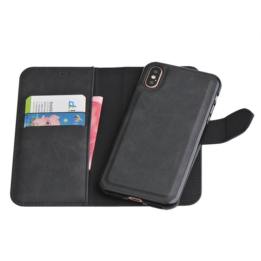 2 in 1 Detachable Twin Dual Wallet PU Leather Mobile Phone Book Flip Protective Cover Back Case for iPhone 14 Factory OEM Logo Card Slots Stand Book