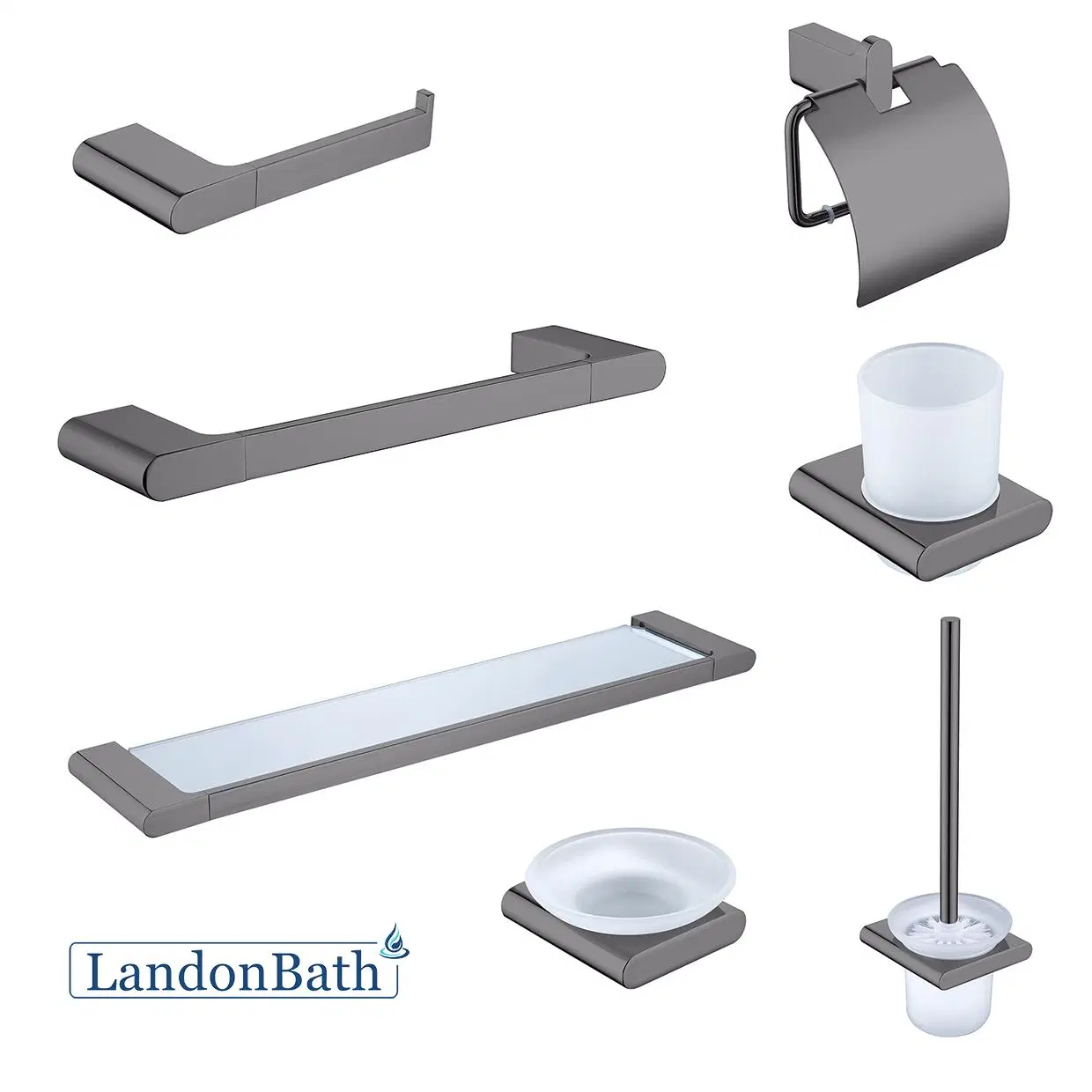 Landonbath Gun Metal Surface 304 Polished or Brushed Finish No Rust Stainless Steel Bathroom Accessories