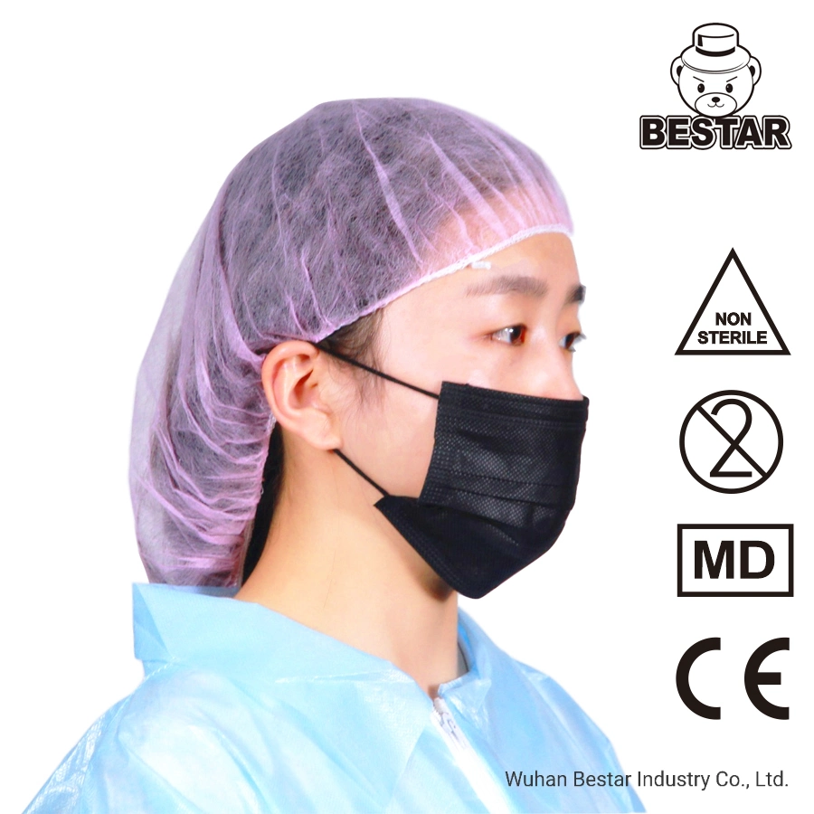 La certificación CE Nonwoven Desechable Iir En14683 Bfe99% Negro Médico Quirúrgico de la máscara facial con Earloop Civil China Proveedor de la lista blanca