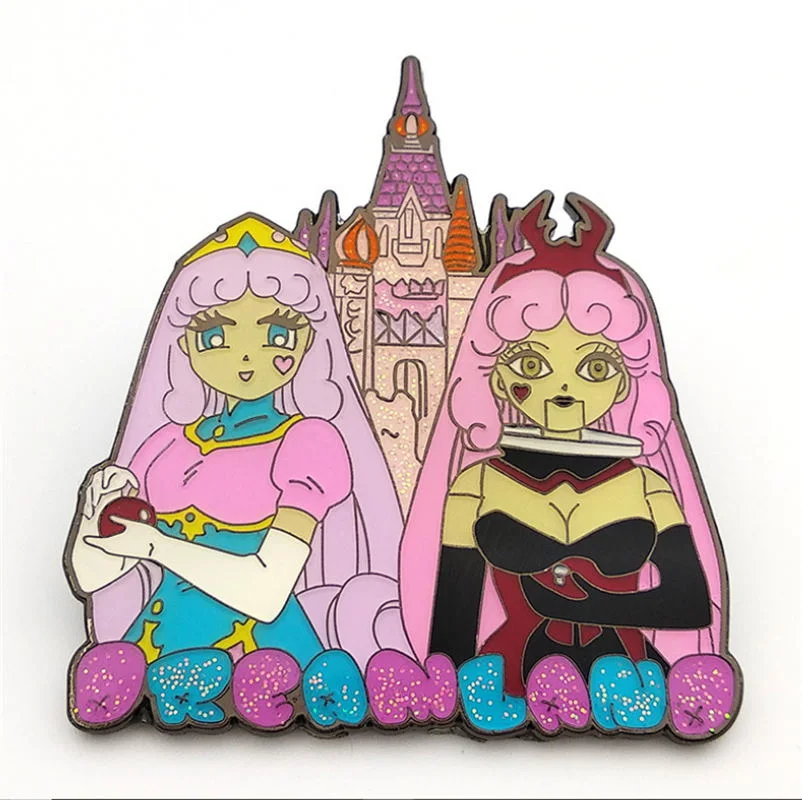 Cartoon Fashionable Bulk Transparent Glass Girl Hard Anime Metal Pin Custom Logo Made Enamel Pin Manufacture