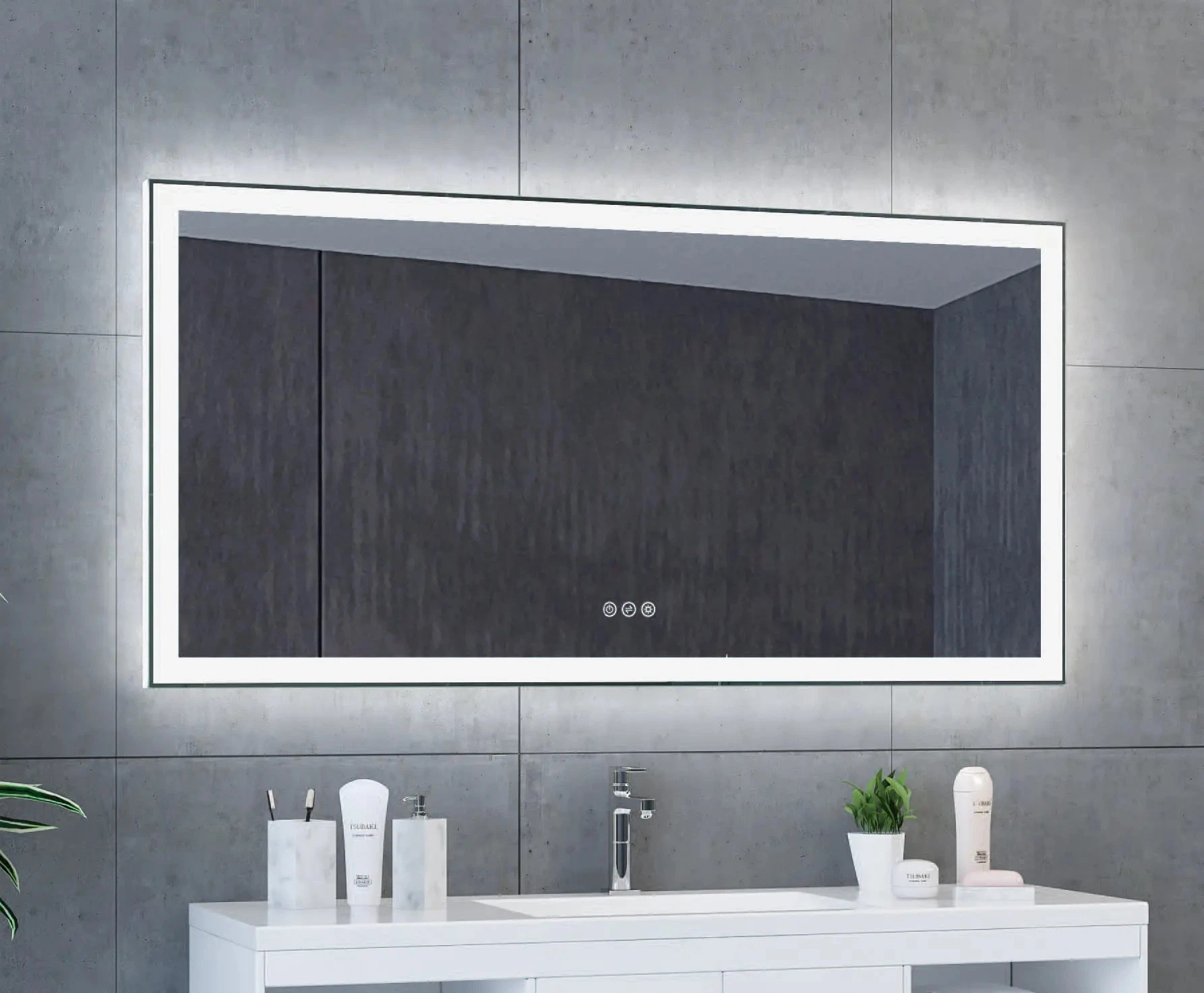 Maßgeschneiderte Badezimmer Spiegel mit Licht Squared beleuchtete Spiegel Anti-Fog Bluetooth Make-Up-Spiegel Mit Vergrößerungs