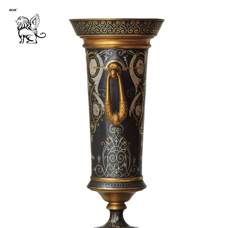 Wholesale Chinese Luxury High Quality Cast Metal Bronze Antique Brass Flower Vase for Home Villa Garden Decoration Bfc-030