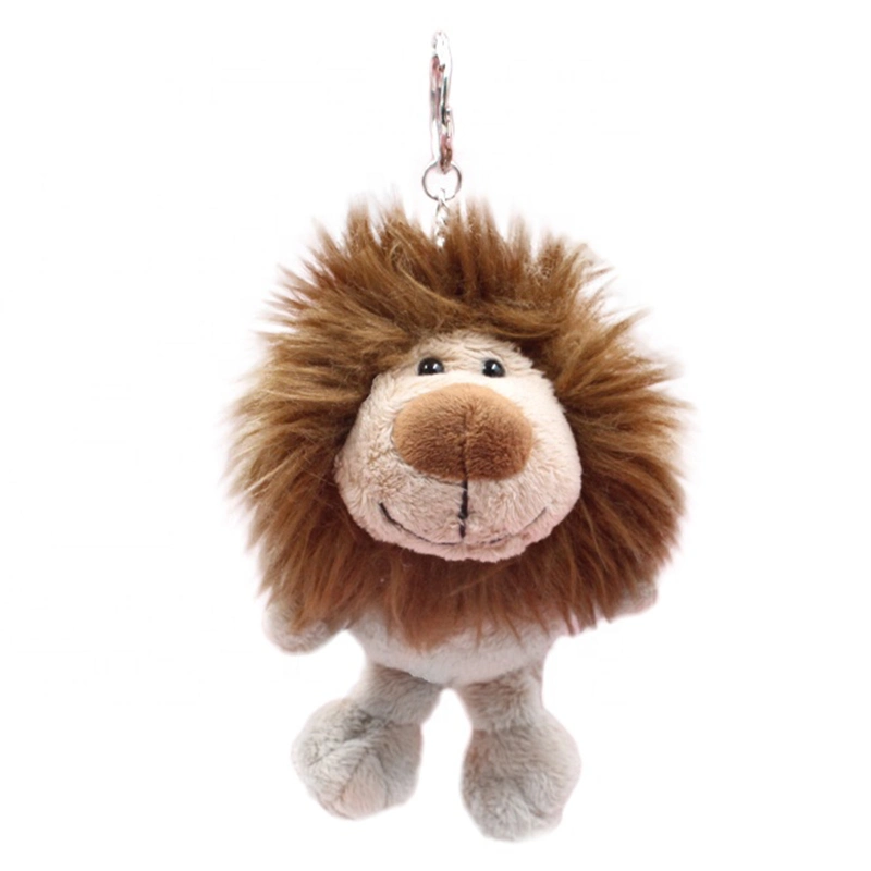 OEM 10cm Soft Fluffy Head Stuffed Lion Pendant Toy Plush Animals Keychain