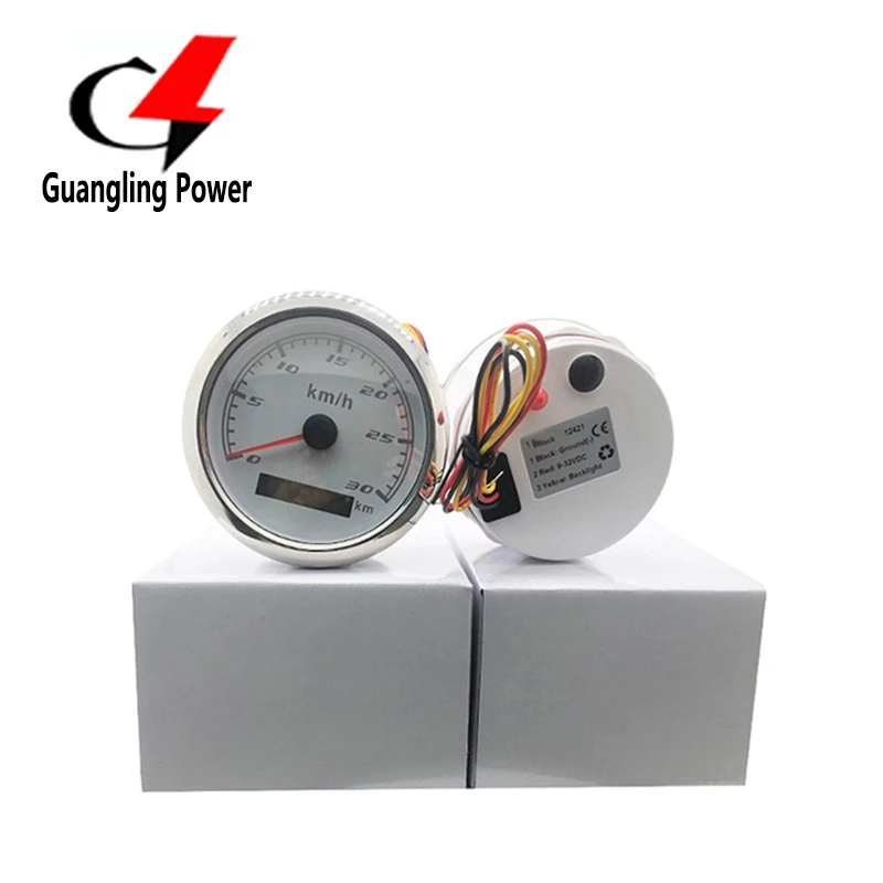 85mm Speedometer Gauge Pointer White Faceplate Digital Speed Meter Gauge 60km/H