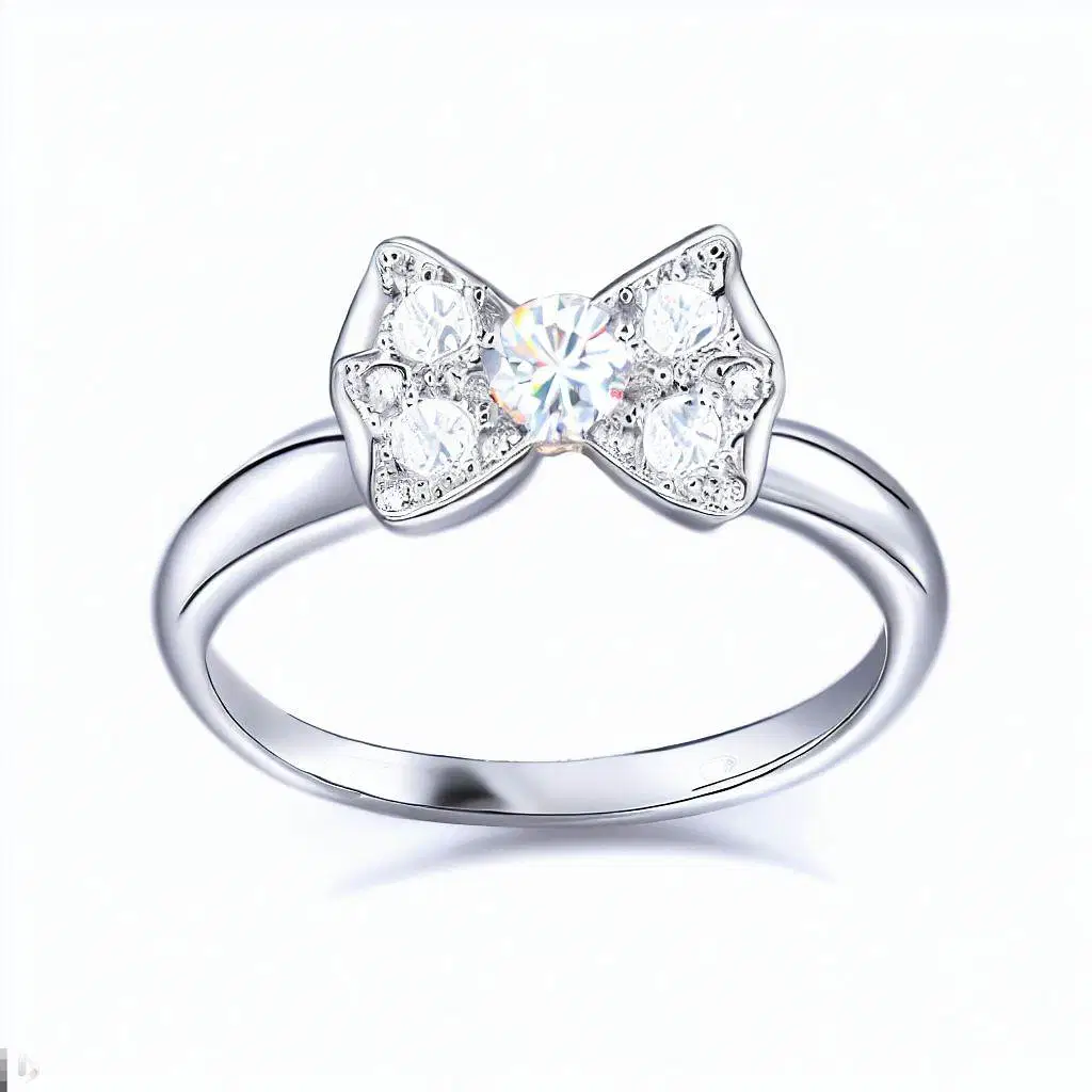 14K White Gold Bow Shape Lab Grown Diamond Ring Price