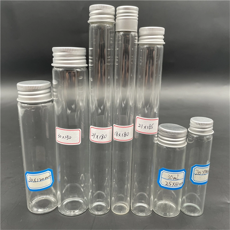 Lab and Medical Flat Bottom or Round Bottom Glass Test Tube with Aluminum Screw Cap