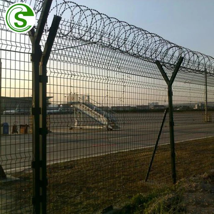Y la forma de navaja cercas de alambre Post Negro Seguridad Mallas Soldadas Proteger Aeropuerto / cercas de la cárcel