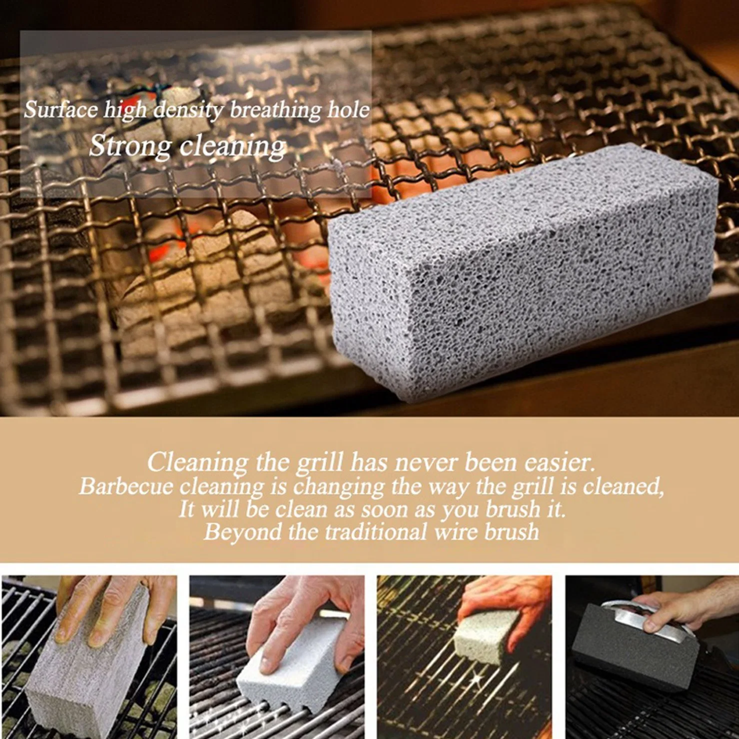 BBQ Grill Griddle Cleaning Tools, Brick Block Barbecue Cleaning Stone, BBQ Stainless Steel Racks Grease Cleaner Rocks