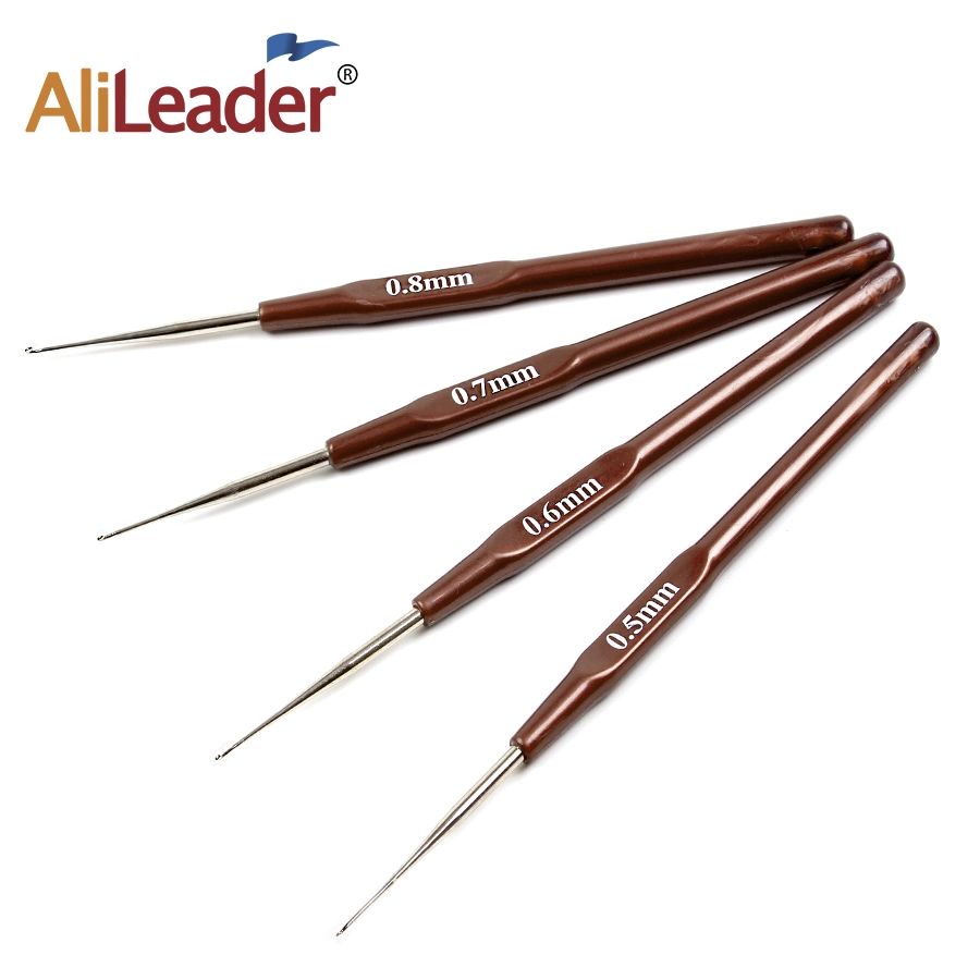 Pen Type Coffee Plastic Handle Metal Needle Trumpet Crochet Hook Knitting Tools for Lace Wigs Making