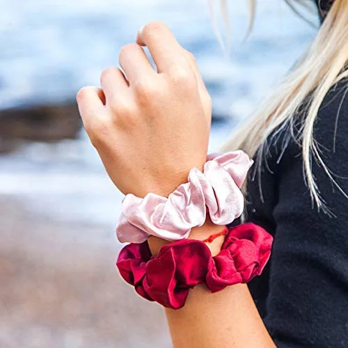 Venta de accesorios Scrunchies caliente chica joven de cabello Scrunchy elástica lazos de satén de seda Scrunchies para niñas