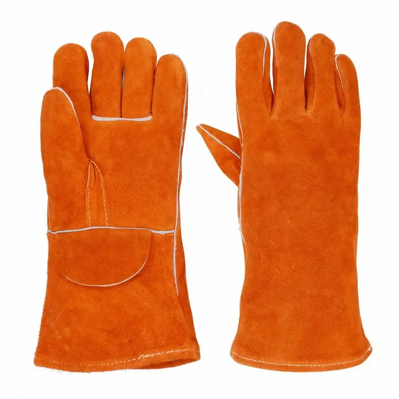 Cow-Double Welding Gloves Leather Work Safety Gloves for Electronics
