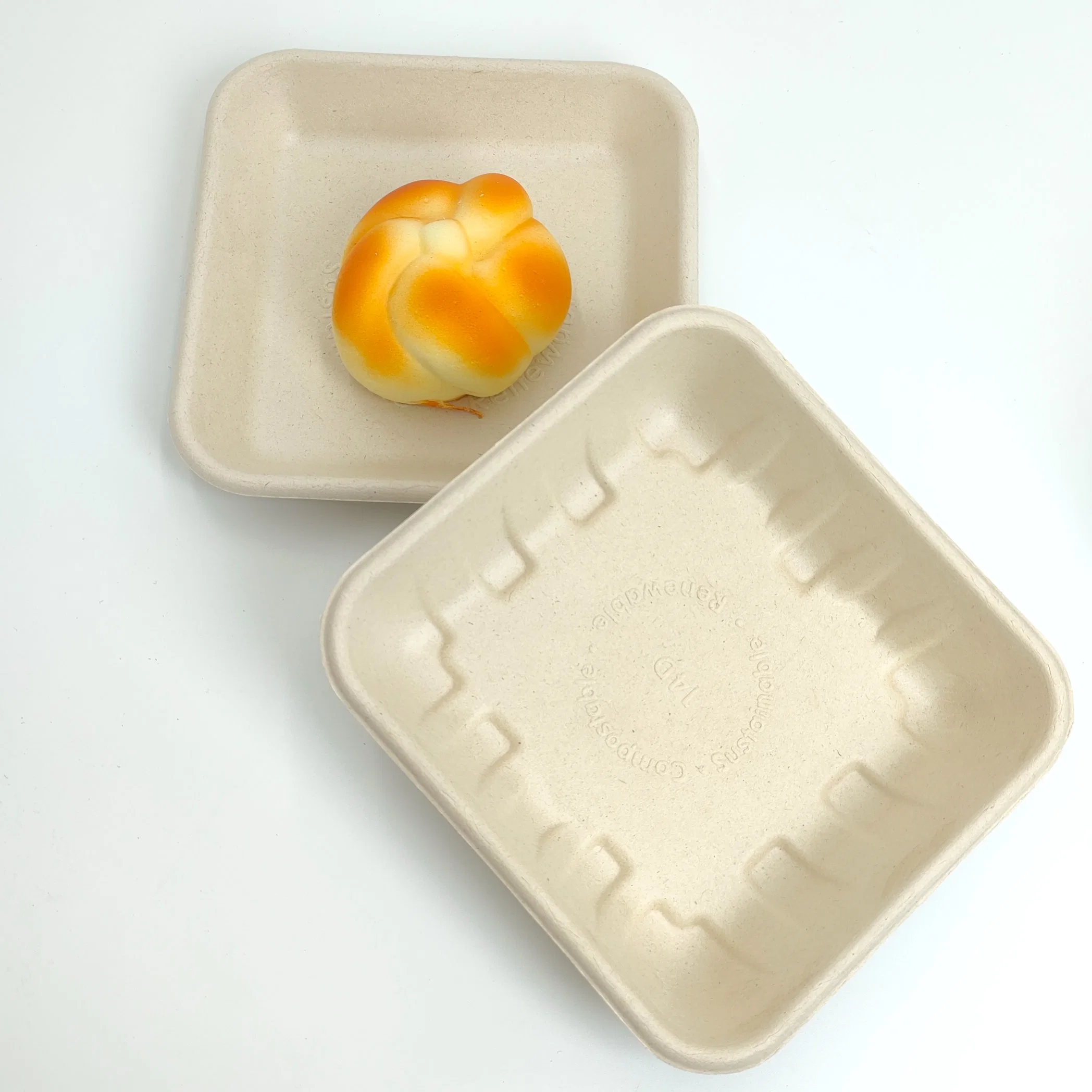 Sugarcane Bagasse Fried Chicken Custom Food Box Packaging Sushi Square Tray with Lid