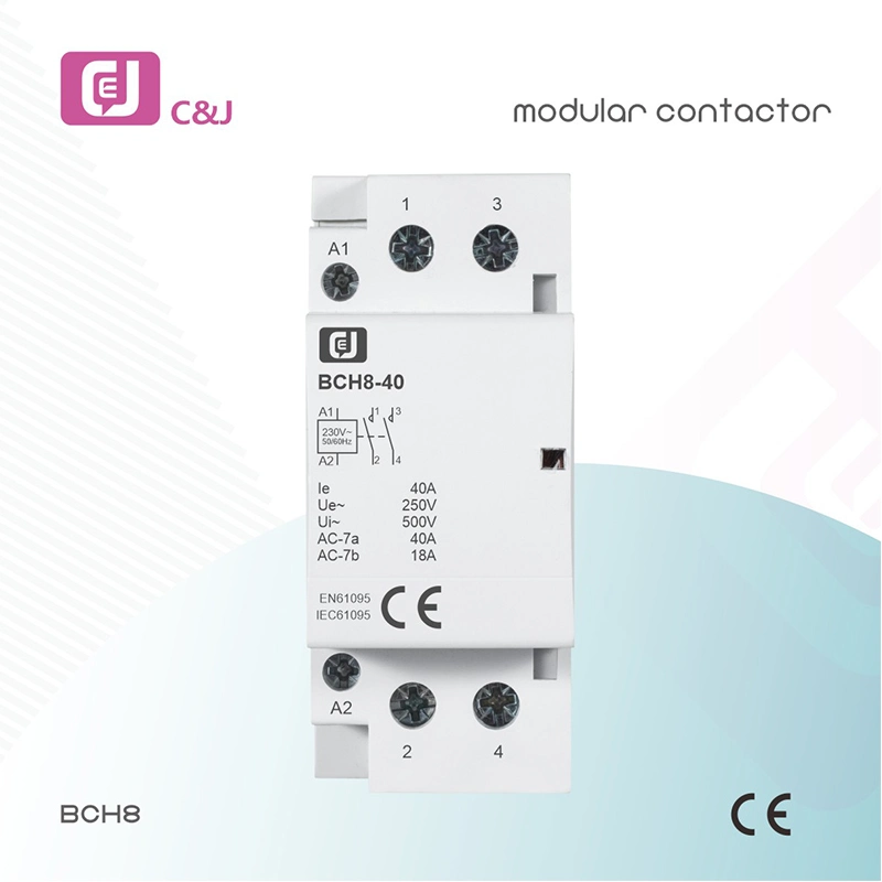 Bch8-40 de alta calidad 2p 40un sistema de control de iluminación en Carril DIN Hogar contactor AC/DC