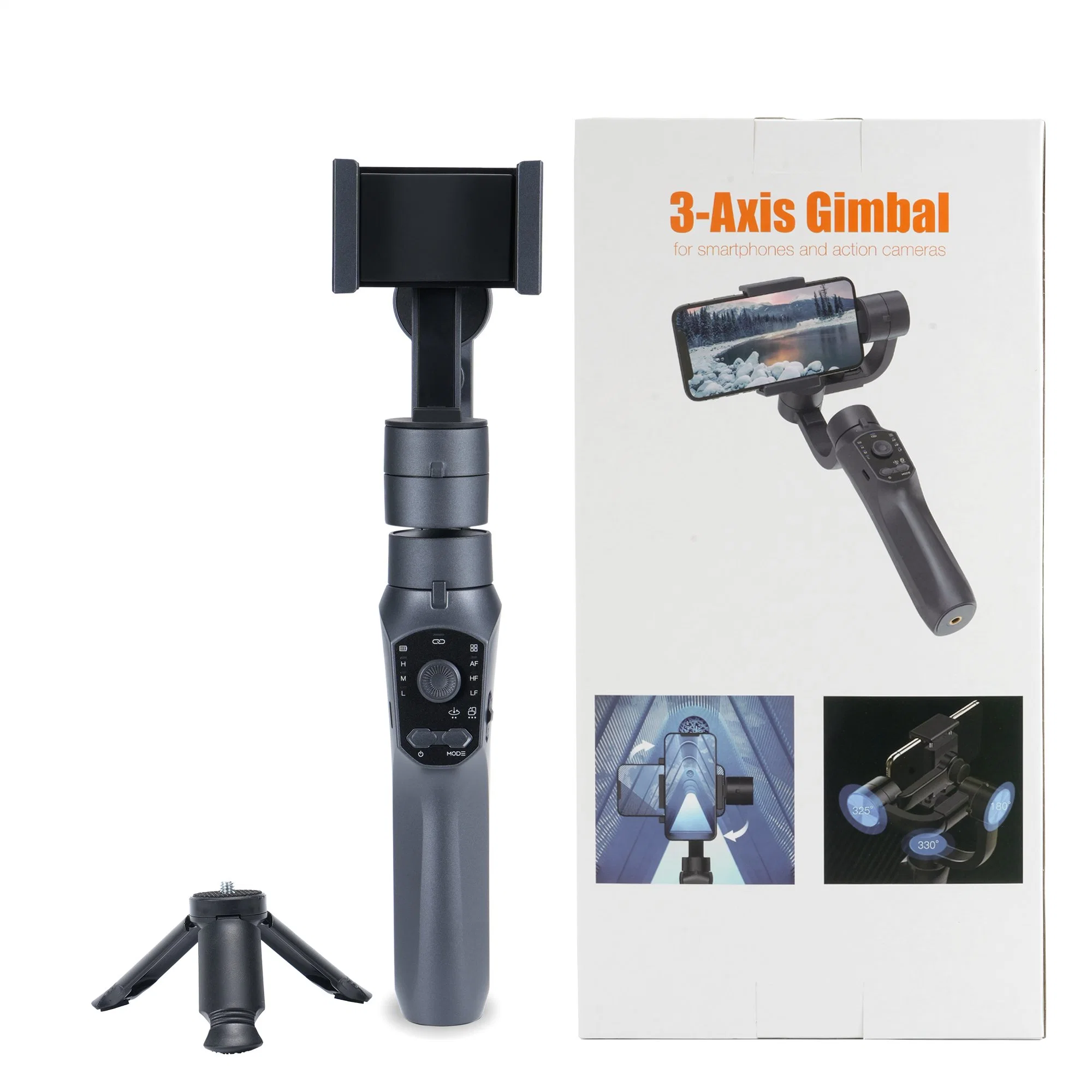 Amazon Best Sellers de 3 ejes Gimbal de mano de estabilizador automático de la F10 Selfie Stick de rotación de 360 aplicaciones de seguimiento facial estabilizado de cámara de vídeo