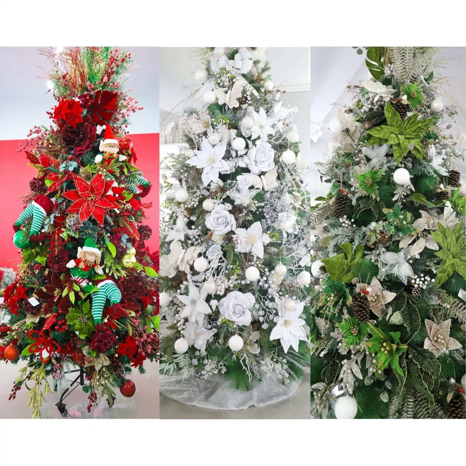 Hot Sale Luxury Christmas Tree Decoration Golden Shimmer Glitter Sequin Velvet Yellow Magnolia Artificial Christmas Flower