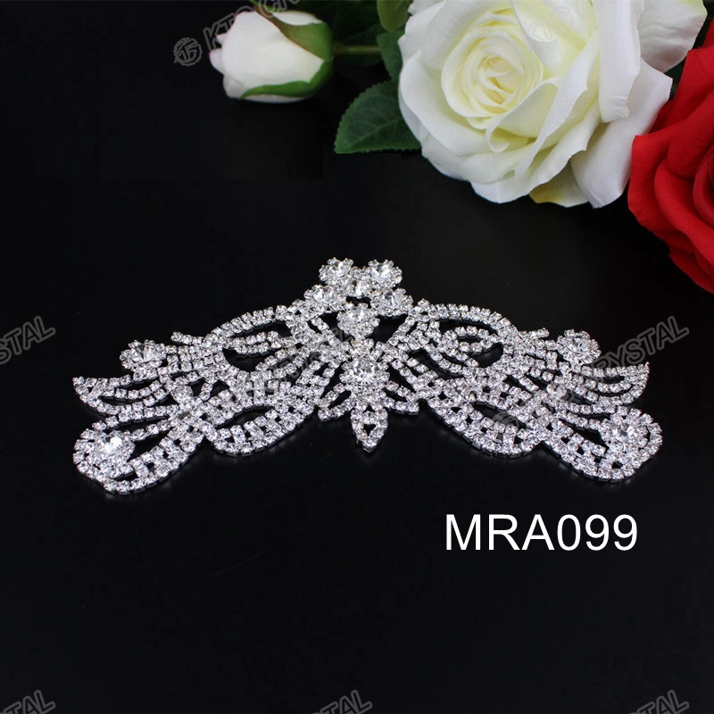 Bling Clear Beaded Applique Patches Gold Metal Rhinestone Appliques Wedding Dress Ornaments