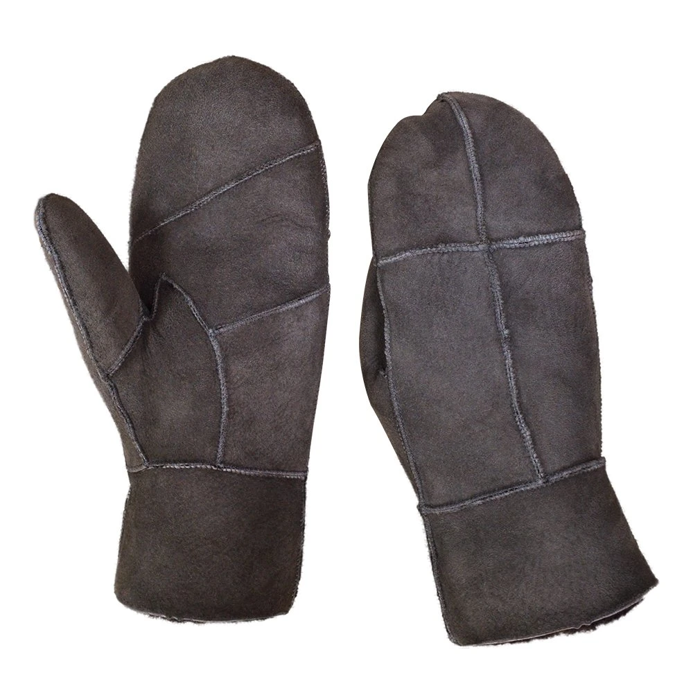 Lady Guantes de invierno Windproof Fur mitones forrados de piel auténtica Sheepskin Guantes de cuero