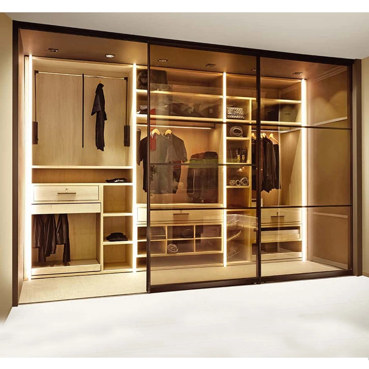 Custom Top Quality Bedroom Furniture Aluminum Glass Modular Modern Walk in Closet Design Bedroom Wardrobe