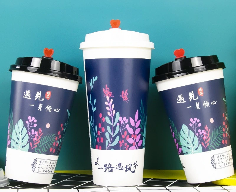 Cheap Price Cold Drink Paper Cup Disposable Cold Hot Beverage Bubble Tea Coffee Paper Drinking Cup with Lid for Coffee Bubble Tea