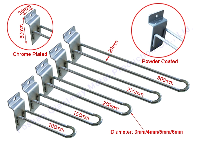 Customized Double Euro Slat Wall Accessories Supermarket Slatwall Display Hook