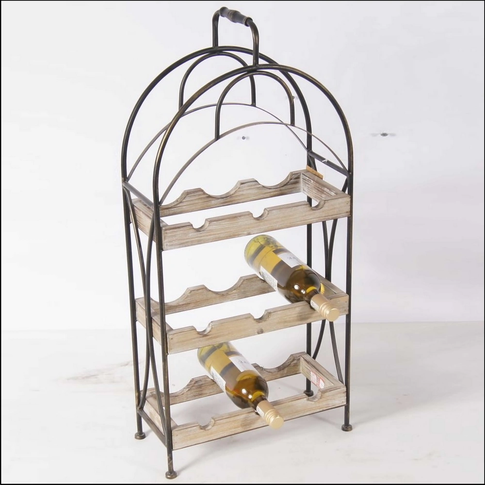 Free Standing Bamboo Wine Glass Bottle Holder