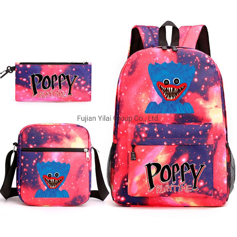 Customized New Arrival Huggie Wuggie Poppy Playtime Game Three-Piece Set Shoulder Bag+Backpack+Pen Bag 3 in 1