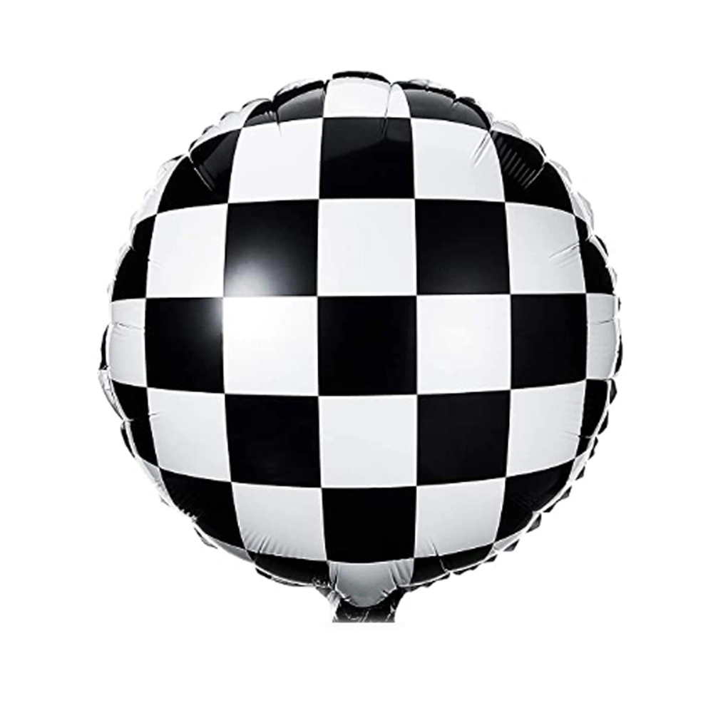 Formula Car Theme Party Decoration 18" Black and White Lattice Foil Balloon