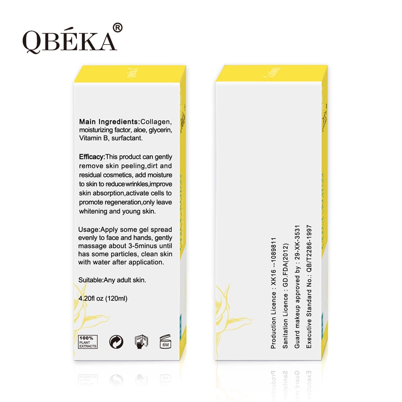 Best Cosmetic 2021 New Arrival Qbeka Whitening Collagen Exfoliating Gel Face Wash