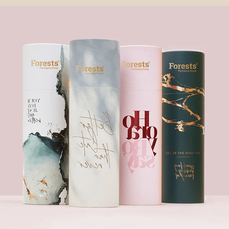 Original Factory Custom Printing Pink Round Cylinder Cardboard Paper Champagne Wine Tube Gift Box for Bottle Packaging