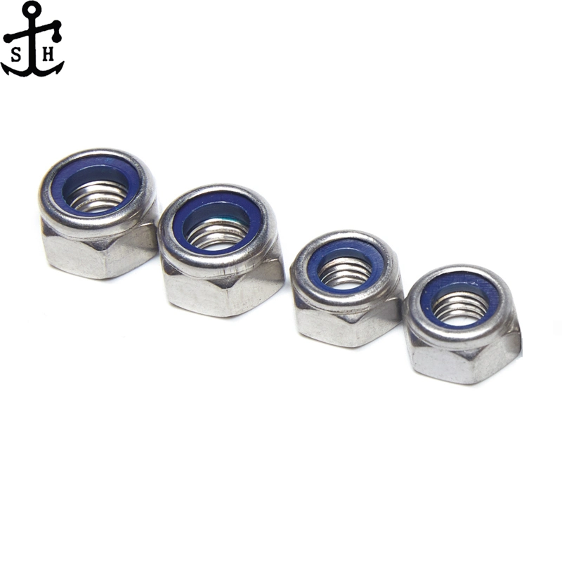 Hardware Fasteners Metal Stainless Steel M6 M8 M10 Nylock Nylon Nyloc Insert Lock Nut Nuts DIN985