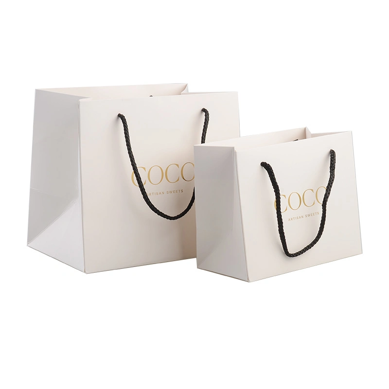 Wholesale/Supplier Luxury High quality/High cost performance  PP Handle Paper Shopping Packaging Bags with Ribbon Closure for Clothing / Apparel/ Gift