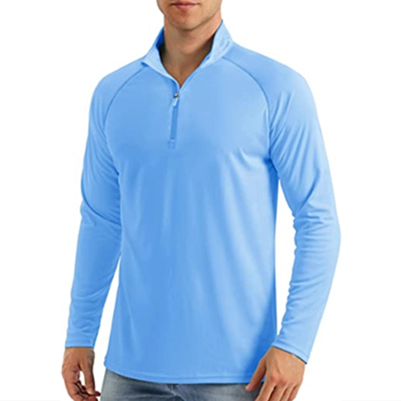 Mens Zip Pullover T-Shirt Men's Quarter Zip Tops Men's T-Shirt